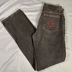 Ecko Unlimited Black Straight Leg Jeans with Red Stitching